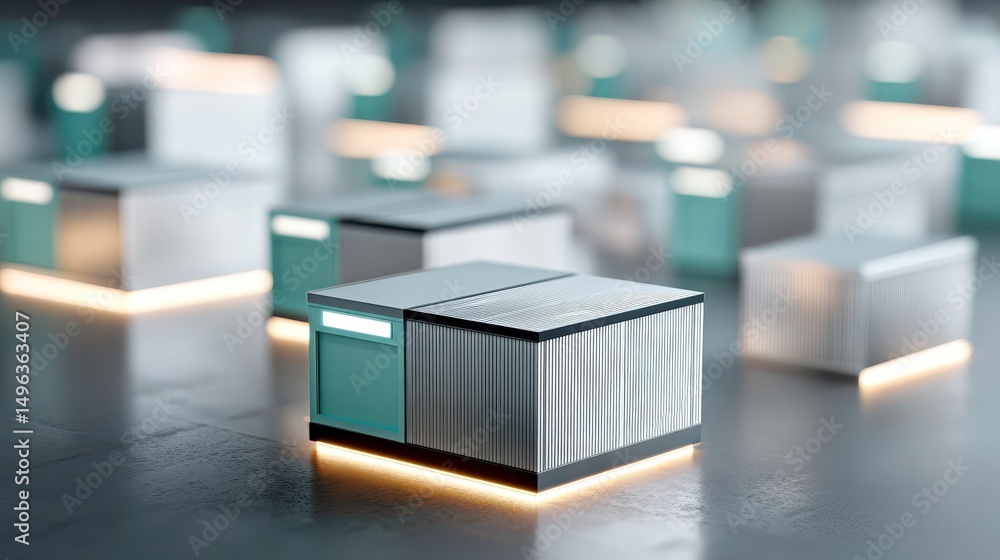Poster modern modular system, futuristic architecture, abstract cube design