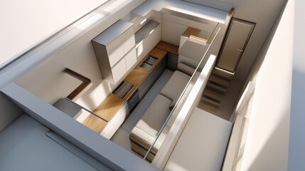 Modern Kitchen Design, Architecture Interior, Luxury Apartment - Aerial View