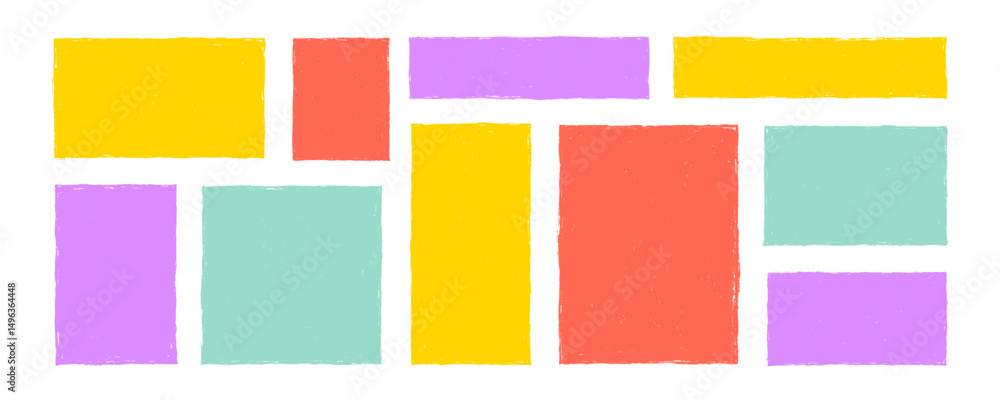 Leinwandbilder crayon drawn colorful grunge rectangles and squares with rough edges. childish text boxes, empty spe
