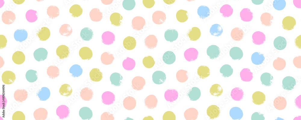 Aufkleber pastel colored naive abstract polka dot seamless pattern. childish seamless banner design with brush