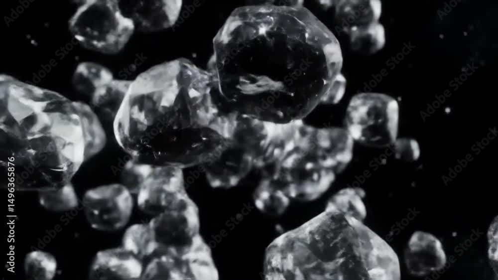 Aufkleber Sparkling diamonds shimmering and floating in a dark space animation