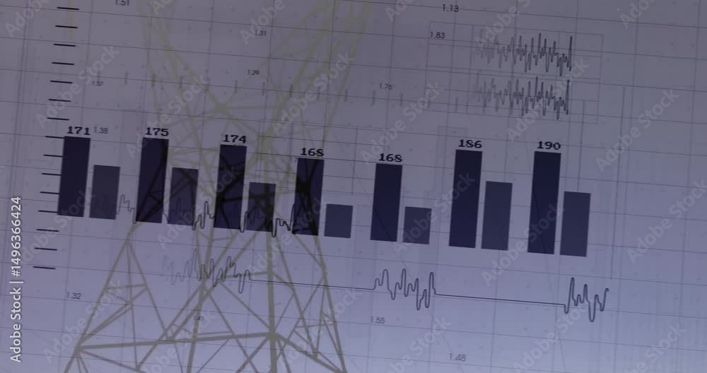 Aufkleber after sunset chart overlay rising over tower bars updating height and labels showing power data