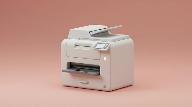 Office Printer Idle Against Solid Background For Print Solutions