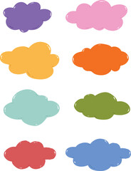 Collection of colorful clouds clipart