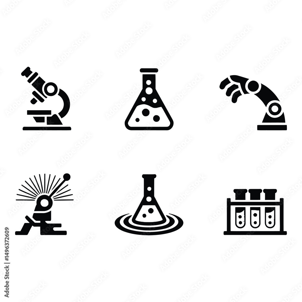 Poster set of simple science and technology icons