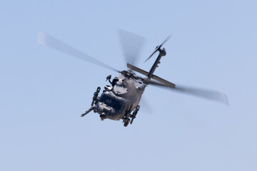 Frontal view of a UH-60 Black Hawk helicopter  approaching