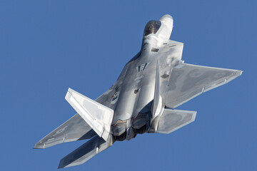 Extremely close  tail view of a  F-22 Raptor  