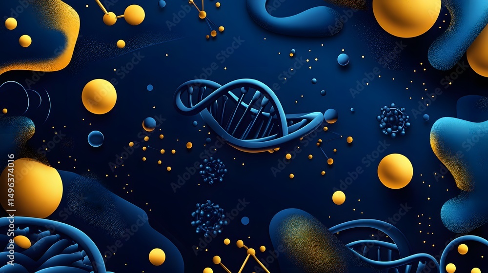 Poster abstract representation of molecular structures in space.