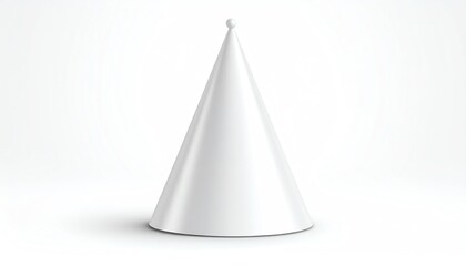 Fototapeta premium A simple, white, conical object, resembling a party hat or a minimalistic design element, set against a plain background