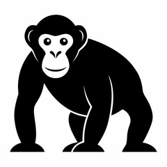 chimpanzee silhouette on white background