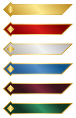 Fototapeta premium A set of luxurious metallic rank or level badges with a gold frame.