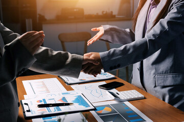 Business handshake for teamwork of business merger and acquisition,successful negotiate,hand...