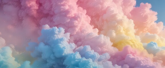 Fototapeta premium Fuzzy pink blue yellow ombre, cloud-like texture , abstract, element, pastel