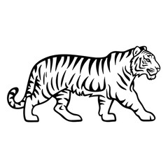 Tiger Outline Vector Clipart Drawing Illustration