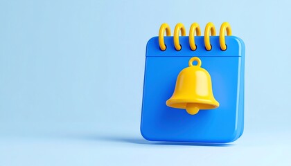 A colorful calendar with a yellow bell attached, symbolizing reminders or notifications in a simple, modern design