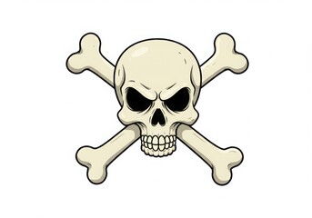 Cartoon skull and crossbones isolated on white background