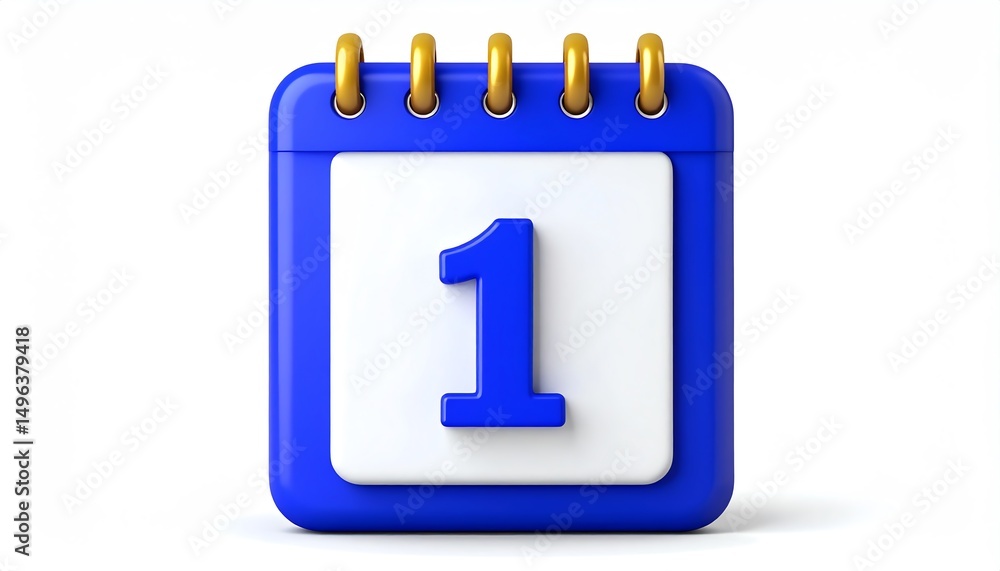 Poster a blue calendar with a large number 