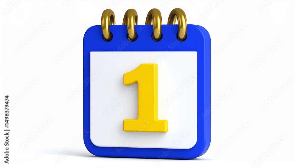 Poster a colorful calendar page displaying the number one, symbolizing the start of a new month or importan