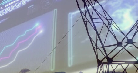 at scene start glowing bars flickering, camera panning revealing steel tower for data visualization - Powered by Adobe
