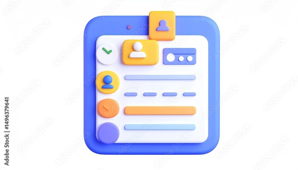 Poster a colorful, 3d icon representing a user interface for a digital application, featuring elements like