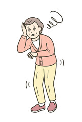 めまいを起こしふらつく高齢女性のイラスト
