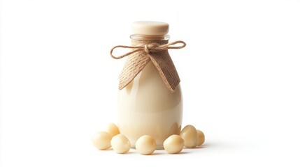 Bottle of Macadamia Nut Milk with Nuts
