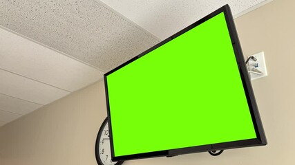 A Green Screen Wall Mounted TV in Hospital Patient Room -3