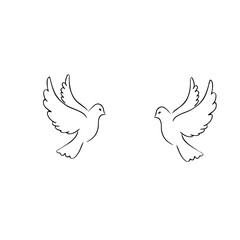 Minimalist line art of two doves facing each other – symbol of peace, love, freedom, harmony, and spiritual connection

