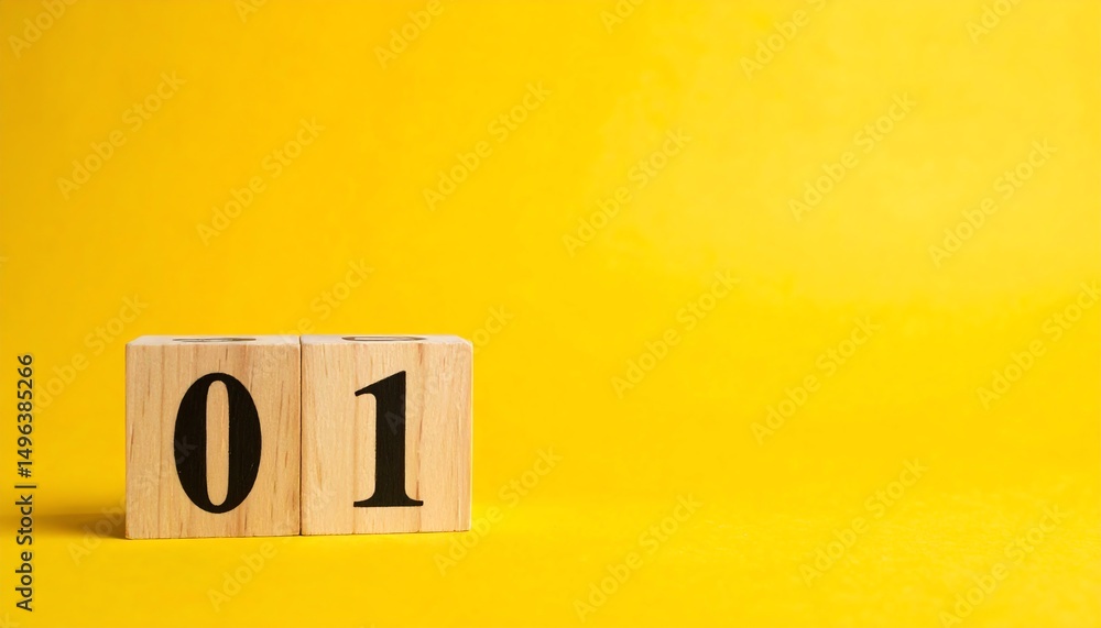Poster a wooden block displays the number 