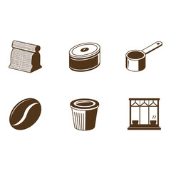 Simple Coffee Making Supplies Icons