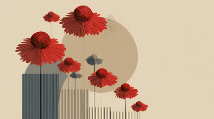 Simple flower minimalism background retro style. generative ai. minimalist. Illustration
