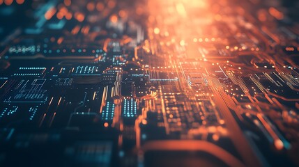 Close-up view of intricate digital circuit board patterns.