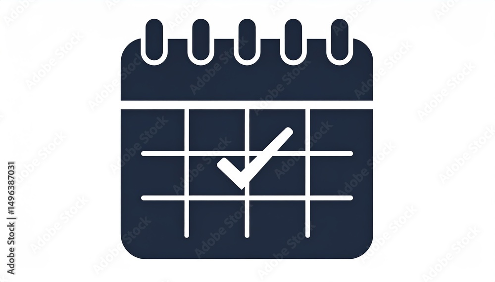 Poster a simple calendar icon with a checkmark, symbolizing scheduling and organization