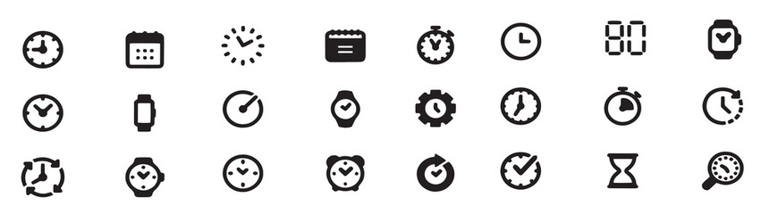 Naklejka premium time clock date icons editable stroke mobile web contains such icons as symbol calendar