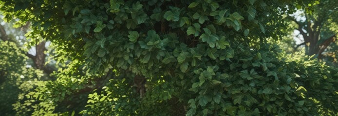 Lush green leaves, vibrant texture, sunlight dappled ,  design,  stock,  closeup