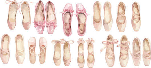 ballet shoes watercolor clipart 