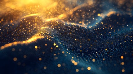 Abstract digital design with shimmering gold particles.