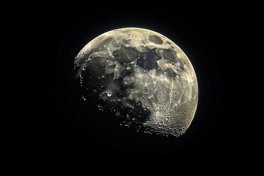 Detailed close-up of the moon showing craters and surface texture against a dark night sky