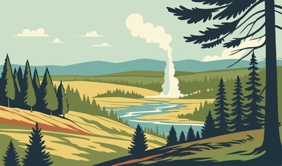 beautiful scenery in yellowstone national park us