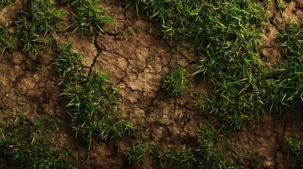 Grass with Soil Patches Texture : Suitable for Be Used as Background and Content in Any Project (Print, Graphic Design, Blog Posts, Social Media Posts or Website Related to Environment Theme)