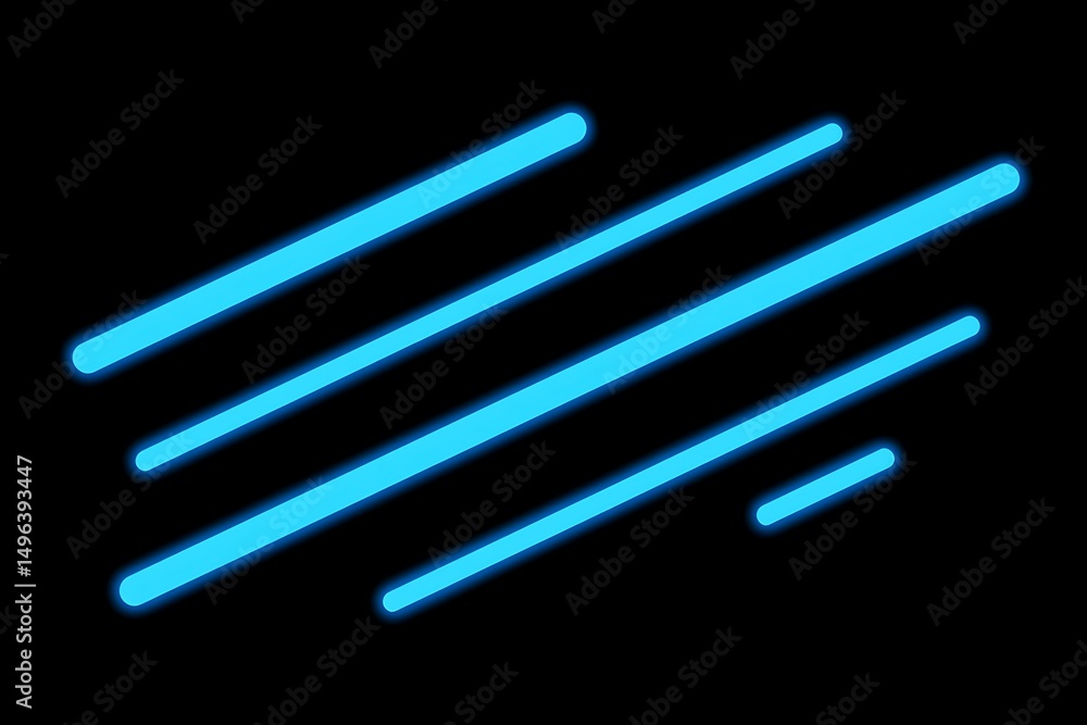 Poster illuminating cyan gradient strokes on a solid black backdrop