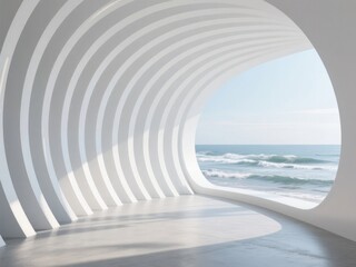 Modern Architectural Tunnel with Ocean View