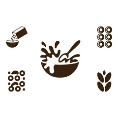 The Cereal Story Pouring Breakfast Bliss A Bowl of Fun Cereal Rings Grain Symbol Flat Vector Art