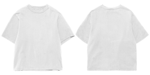 Front and back oversized  t-shirt mockup for apparel, clothing, transparent background