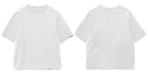 Front and back oversized  t-shirt mockup for apparel, clothing, transparent background