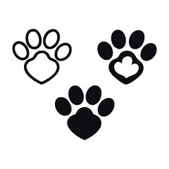 Pet paw editable stroke outline icon isolated on white background flat.Pet paw editable stroke. footprints Pet paw, Heart with pet paw print dog cat icon, vector illustration. paws prints dog. 