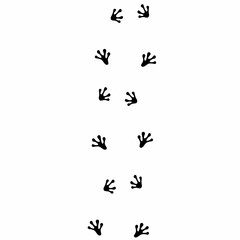 Vector Frog footprints on a white background. Silhouette of a leaping frog leg.	