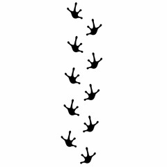 Vector silhouette of a walking frog leg. The soles of the frog's feet on a white background. 