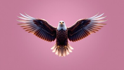 Obraz premium a futuristic view of eagle, centered, isolated pink background