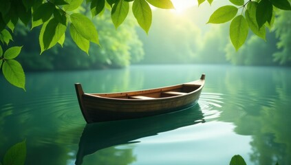 Calm Waters: Navigating Business Challenges.  Ideal for illustrating concepts of business strategy, navigating challenges, finding calm amidst chaos, or the journey of entrepreneurship